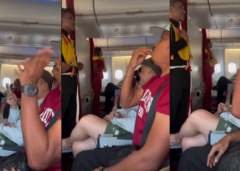 Safety Demonstration Draws Smiles As Passenger Mirrors Flight Attendant