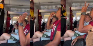 Safety Demonstration Draws Smiles As Passenger Mirrors Flight Attendant