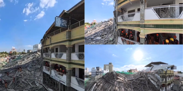 Philippines Rescue Teams Search Collapsed Angeles City Building For Survivors Beneath Massive Rubble