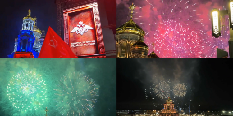 Victory in the air! – Fireworks light up sky over Main Cathedral of Russian Armed Forces on V-Day
