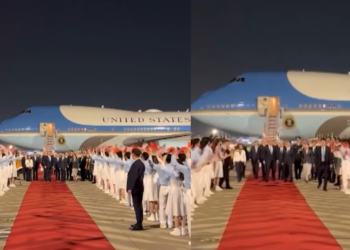 Get the flags out! – Chinese students greet Trump on arrival in Beijing