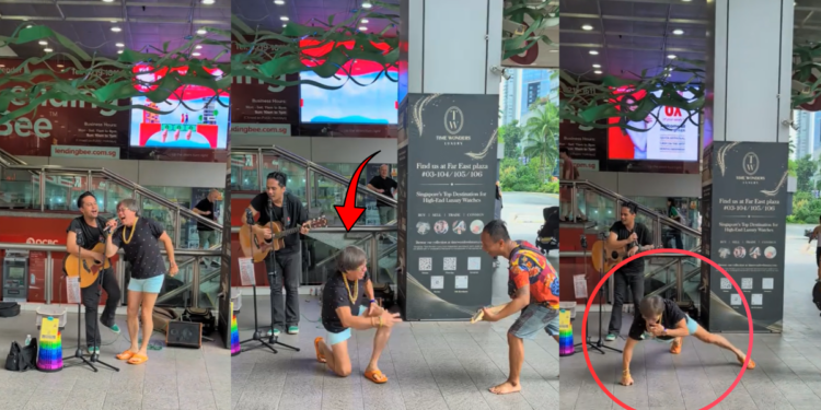 Street Performers and Energetic Uncles Jamming Together Bring Classic Rock Spirit in Singapore