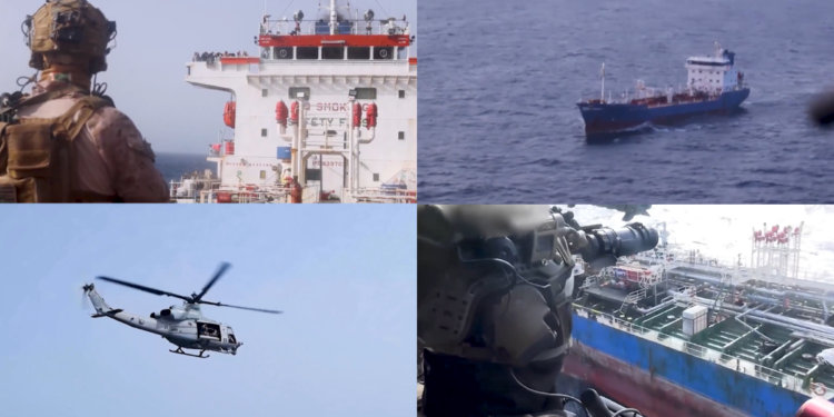 United States Marines Board Iranian Oil Tanker During Gulf Of Oman Sanctions Operation