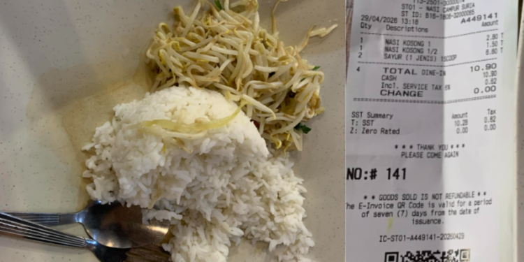 Local Malaysian Man Shocked Paying RM10.90 ( SGD3.51) For Rice and Taugeh At Eatery