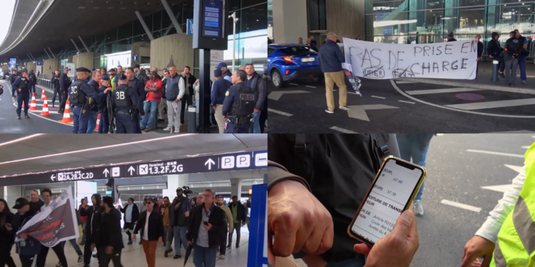 Rideshare drivers storm Paris airport in protest against app fees and rising fuel prices