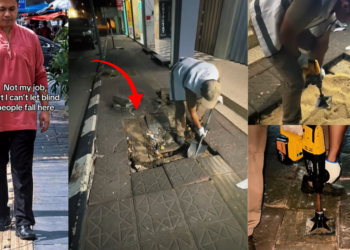 Kind Malaysian Man Fixes Broken Tactile Pavement Overnight To Help Blind People