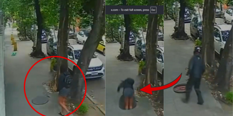 Woman Falls Into Misaligned Manhole While Using Phone in Brazil