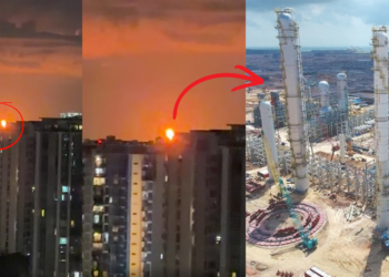 What Is This Giant Flame? Internet Wonders About Bright Glow in Singapore’s Eastern Night Sky