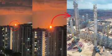 What Is This Giant Flame? Internet Wonders About Bright Glow in Singapore’s Eastern Night Sky