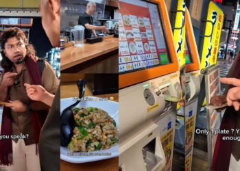Japan Local Elderly Man Guides Tourist Through Vending Machine Dinner Order