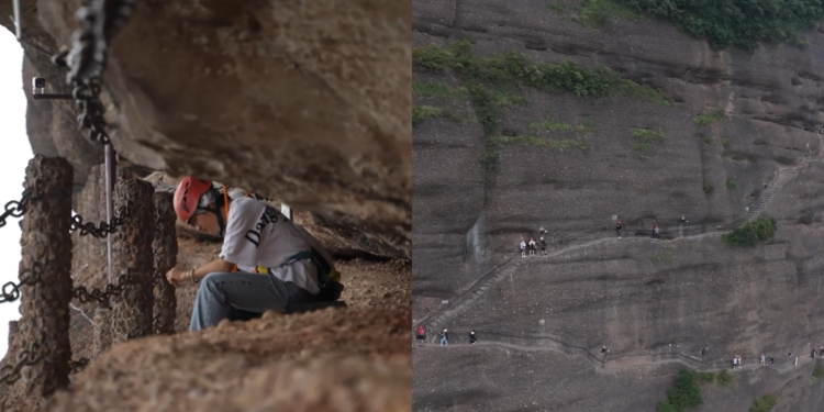 From stress to summit – Adventurers tackle vertigo-inducing mountain path on China’s ancient Shu Dao to cure burn out