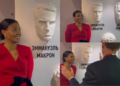 Candace Owens poses with busts including France’s Macron at SPIEF amid ongoing defamation suit