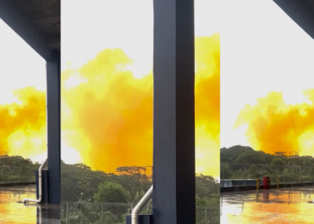 YELLOW smoke engulfs Malaysia’s Pasir Gudang after reported factory chemical leak