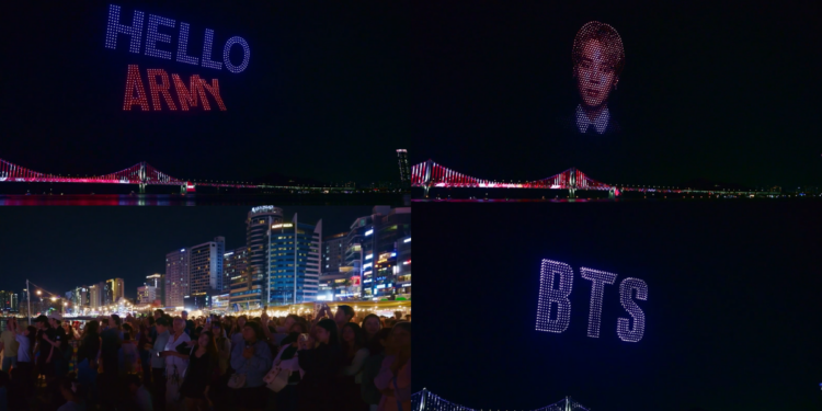 Countdown to BTS – Drones light up Busan skyline ahead of group’s anniversary concert weekend
