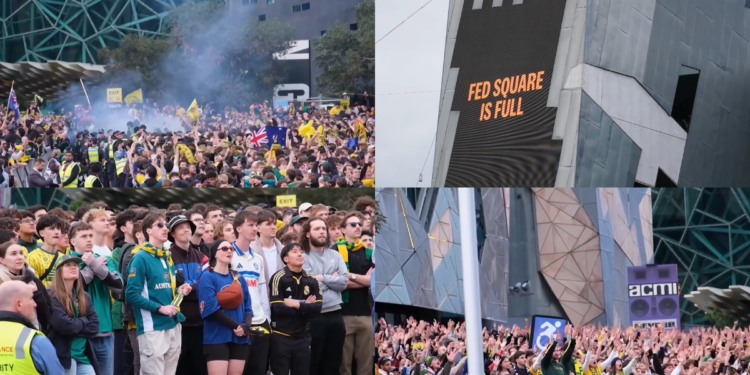 Federation Square erupts as Australia beat Turkey 2-0 at World Cup