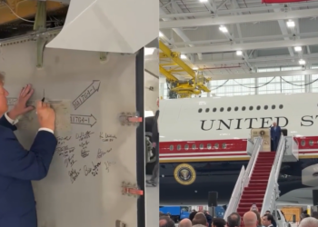 Presidential aircraft unveiling – Trump signs Qatar-gifted Air Force One as Boeing delays drag on