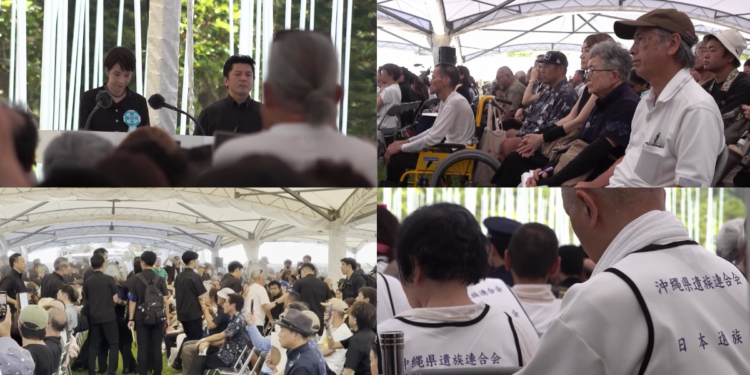 Disruption as elderly protest US bases during 81st Battle of Okinawa memorial