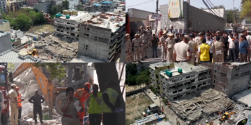 Search and rescue efforts continue after building collapse in Delhi kills at least four, injures more