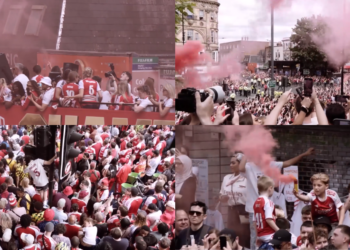 Tens of thousands of Arsenal fans celebrate Premier League glory despite CL heartbreak