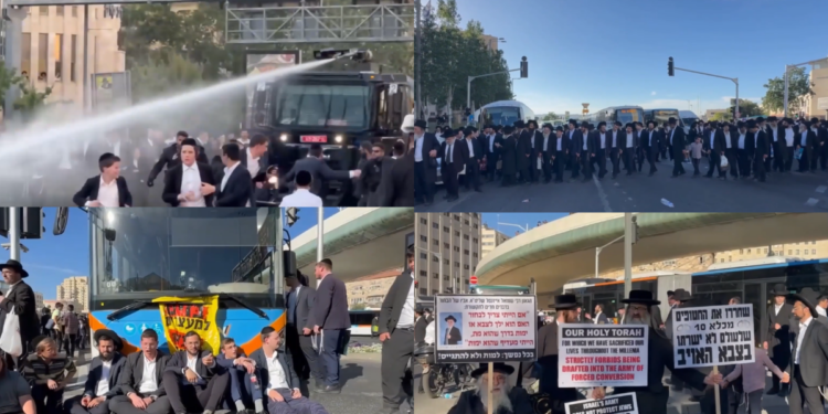 Police deploy water cannons in Jerusalem as Ultra-Orthodox protesters block highway over Military Draft row