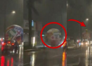 Giant World Cup Ball Takes Unexpected Road Trip Through Traffic in Powerful Winds
