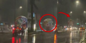 Giant World Cup Ball Takes Unexpected Road Trip Through Traffic in Powerful Winds