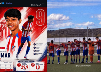 Singapore Football Legend Sasikumar Ramu Celebrates Son Kyen’s 50th Goal for Atlético Madrid Youth Team
