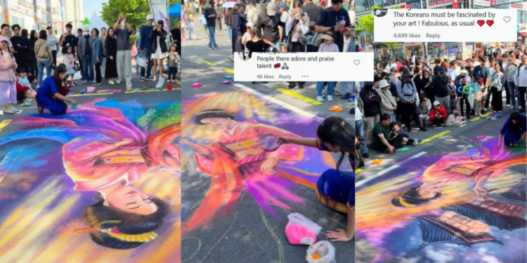 Indian Artist Amazes South Korea Festival Crowd With Stunning 20-Foot Rangoli Street Masterpiece