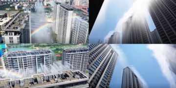 China’s Yuncheng rooftops spray water to bring relief from summer heat… after Europe BAKES