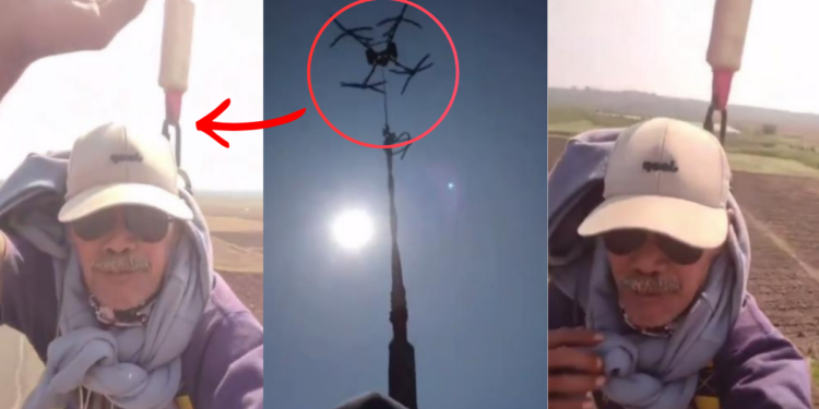 Farmer Uses Giant Drone Daily to Reach Banana Farm, Showcasing Creative Rural Transport