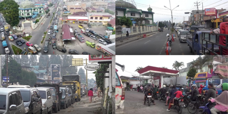 MASSIVE fuel queues snake through Medan, Indonesia as shortages hit hard