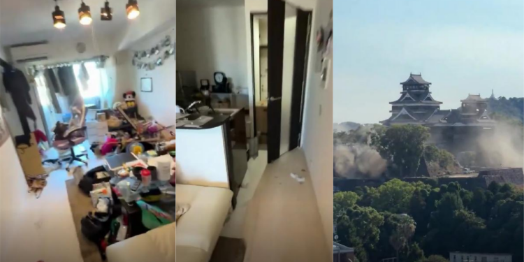 Japan Resident Scrambles Through Apartment As Quake Rocks Kumamoto’s Iconic Castle