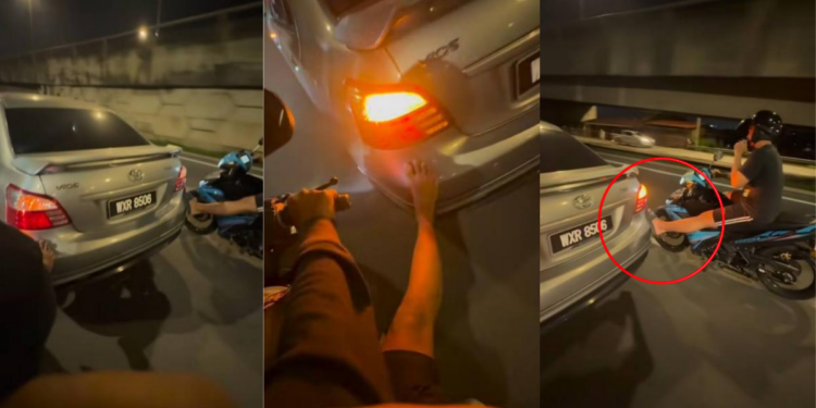 Kind Motorcyclists Help Push Stranded Car After Driver Runs Out Of Petrol