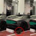 Stray Cat Scratches Expensive Car Tire Inside Underground Parking Garage