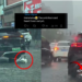 EV SUV Driving While Dragging Detached Motor Through Flooded Street