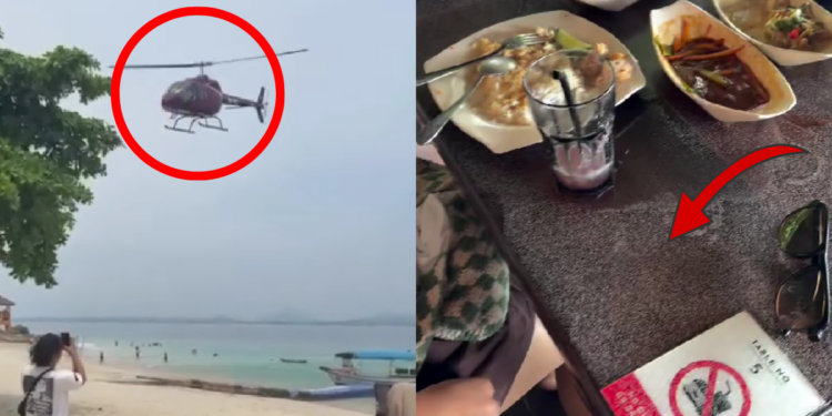 Beach Diners Upset After Low Flying Helicopter Covers Food In Sand