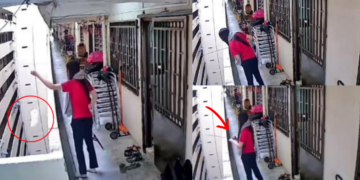 Forgot Something Again? Husband Waits Below, While Wife Sends It With A Fishing Rod