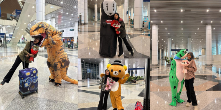 Husband Wears Creative Costumes To Surprise Wife During Every Airport Reunion