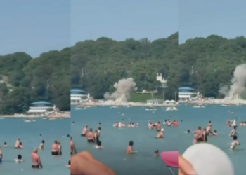 Moment of impact – Deadly drone attack on Russian beach caught on camera