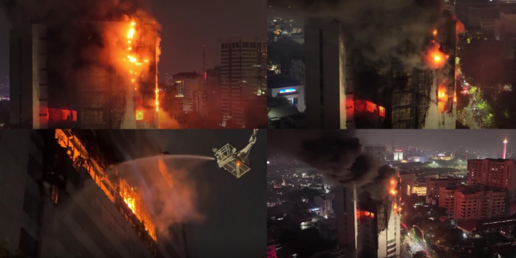 High-rise HORROR – Huge fire tears through upper floors of Jakarta government building