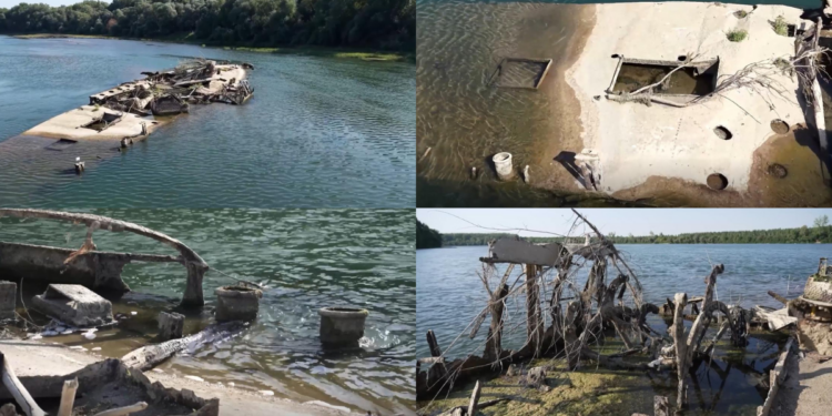 Century-old wartime tug rises from Serbian river as water levels plunge
