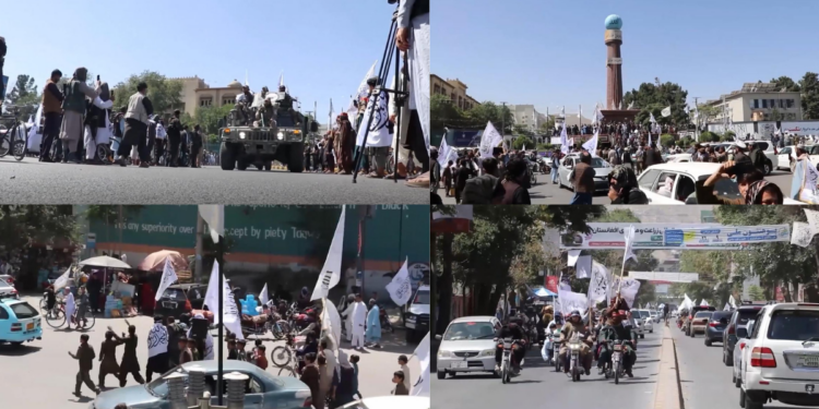 Taliban supporters rally in Kabul as Afghanistan marks five years since US pullout