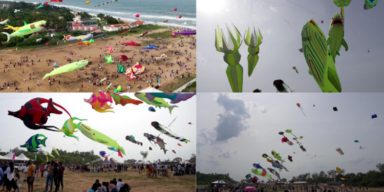 Kite flyers from Singapore, Malaysia, Indonesia and India join the Tamil Nadu Kite festival