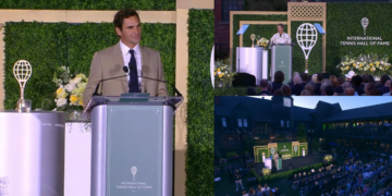 Federer jokes 5,000 HEADBANDS earned him Tennis Hall of Fame spot as he gets emotional on stage