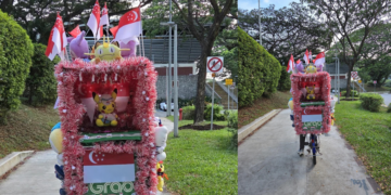 Clementi’s Legendary Delivery Rider Returns With A National Day-Themed Bike Display