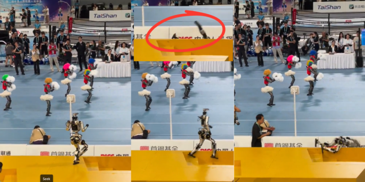 Humanoid Robot Appears Distracted By Dancing Cheerleaders At Beijing Robot Games