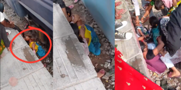 Mother Shields Her Kids As Train Passes Dangerously Close At Bihar Railway Station