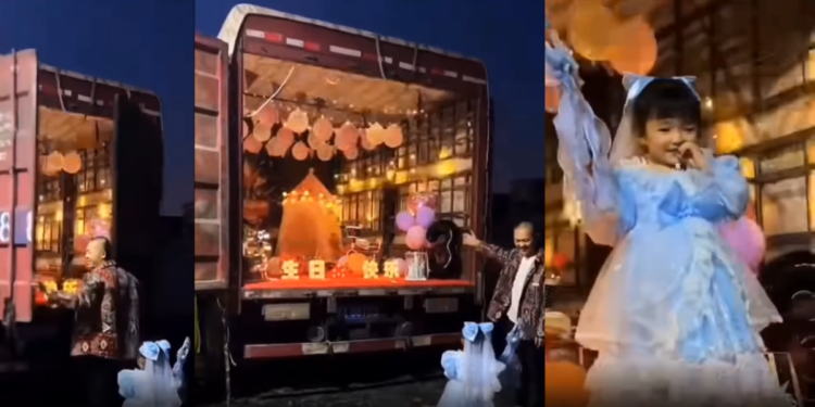 Loving Father Transforms Heavy Cargo Truck Into A Magical Birthday Party Venue