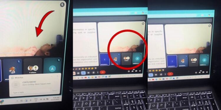 Make Sure Your Camera Is Off! Student Caught Napping During an Online Class