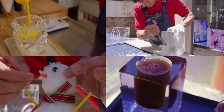Visitors sip from ICE glasses as cafe offers escape from record-breaking summer heat